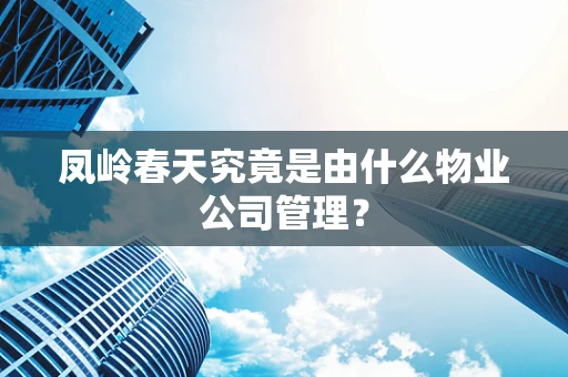 凤岭春天究竟是由什么物业公司管理？