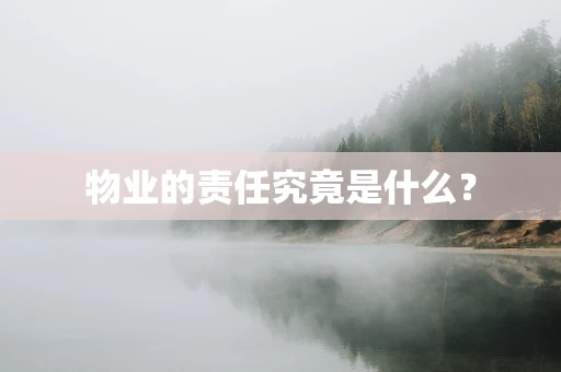 物业的责任究竟是什么？
