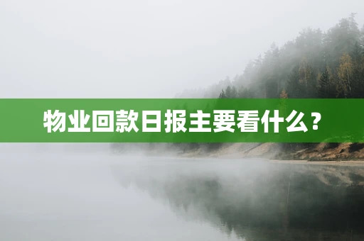 物业回款日报主要看什么？
