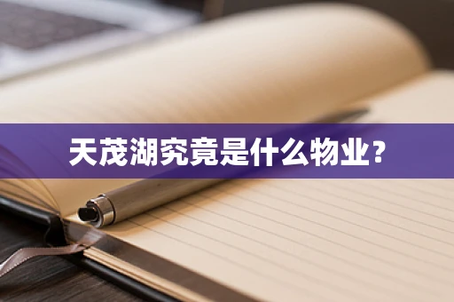 天茂湖究竟是什么物业？